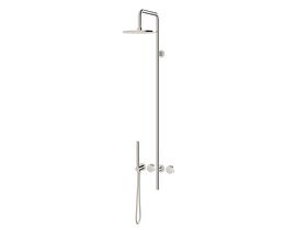 Milli Pure Progressive Shower Mixer Tap Column System with Hand Shower 180mm Right Hand and Linear Textured Handles Chrome (3 Star)