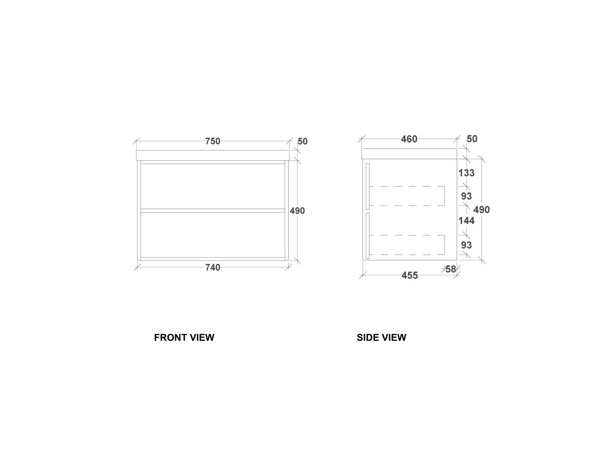 Kado Aspect 750mm Wall Hung Vanity Unit Caesarstone Top