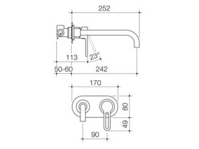 Caroma Cirrus Wall Bath Mixer 240mm Chrome