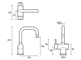Scala Basin/Sink Mixer Tap Small Square Left Hand