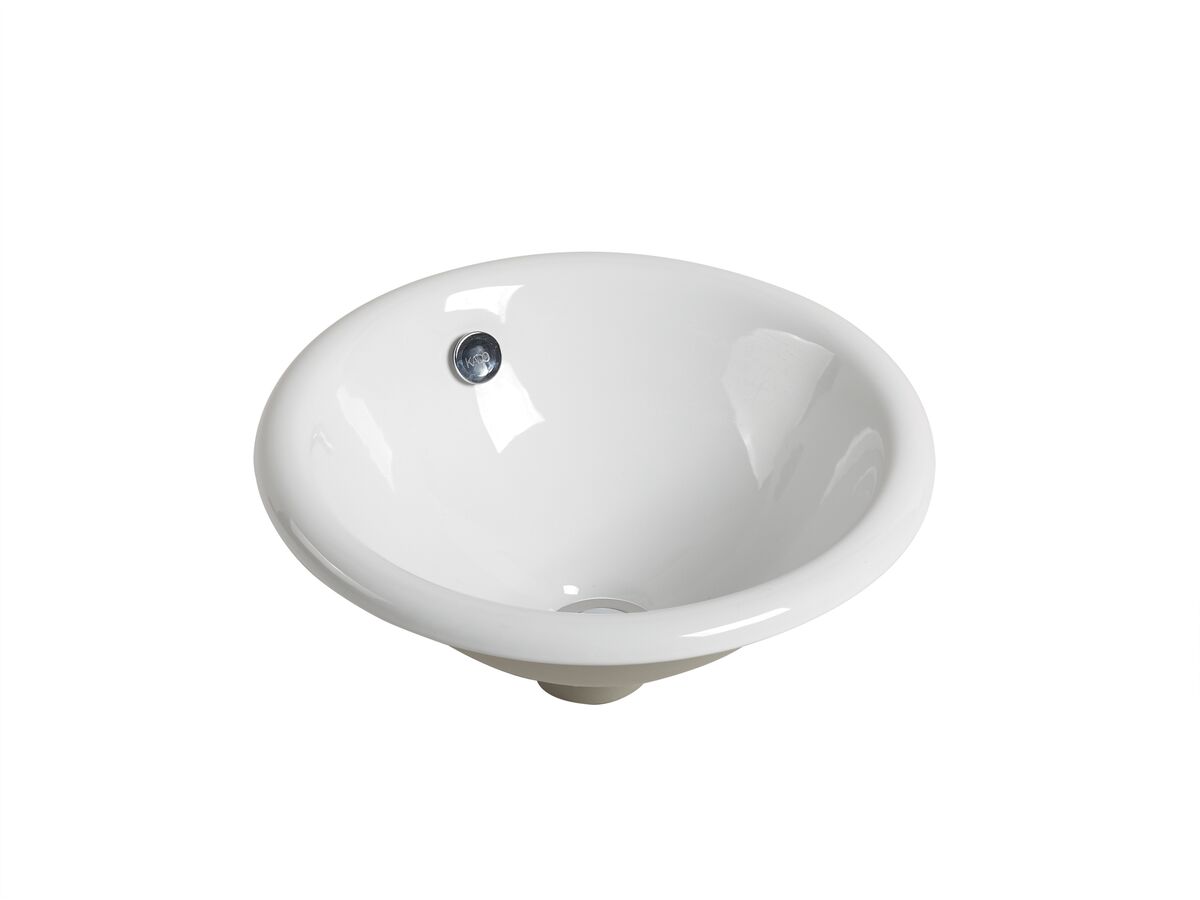 Kado Lux Vanity Basin 400mm White No Taphole with Overflow from Reece