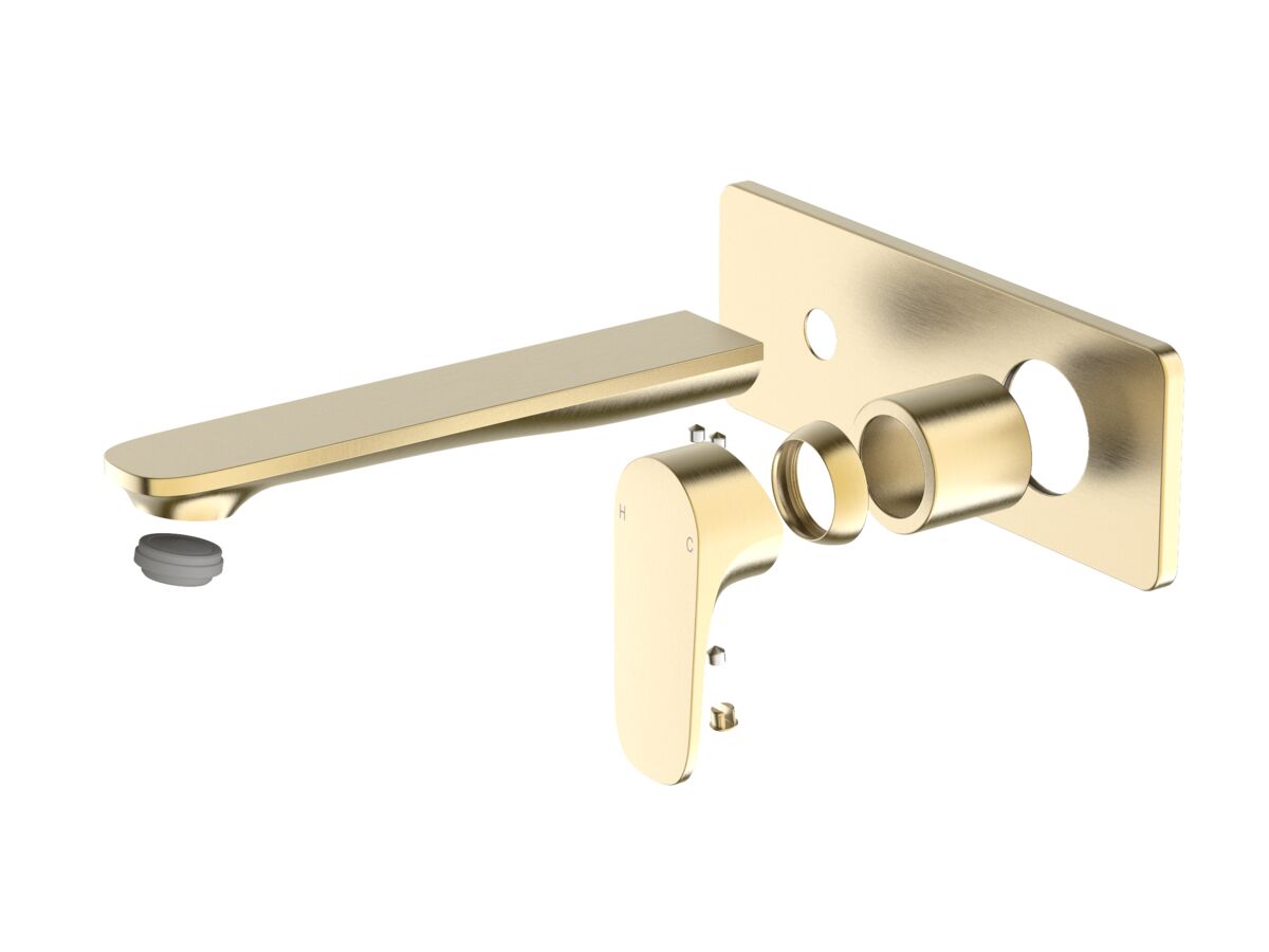 Hero - Mizu Silk Wall Basin/Bath Mixer Tap Set Trimset 188mm Brushed Brass (6 Star) Lead Free