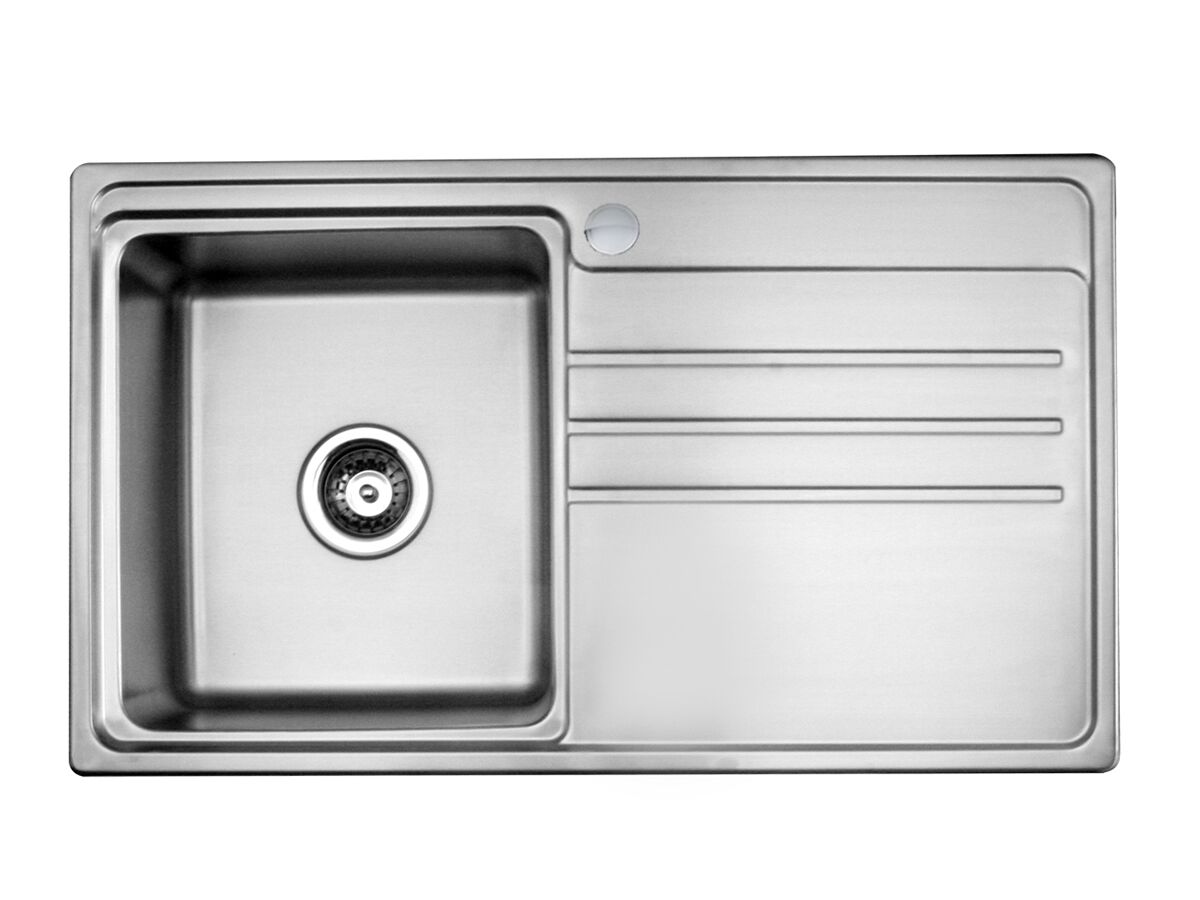 Mizu Geometric Single Bowl Inset Sink Left Hand Bowl 1 Taphole 850mm Stainless Steel