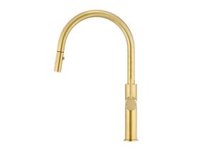 Mizu Drift Pull Out Gooseneck Sink Mixer Curve 2 Function Brushed Brass (5 Star)