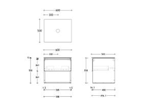Posh Domaine and Domaine Plus 600mm Wall Hung Vanity Unit All-Drawer Open Shelf Durasein Top (No Basin)