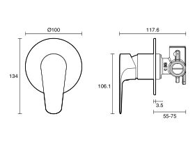 Technical Drawing - Posh Solus Shower Mixer Tap