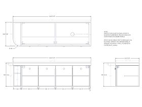 Technical Drawing - Kado Era 50mm Durasein Statement Top Single Curve All Door 1650mm Wall Hung Vanity with Right Hand Basin