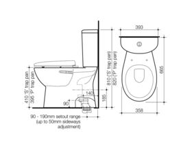 Cameo Close Coupled Toilet Suite S Trap Soft Close Seat Bottom Inlet White (4 Star)