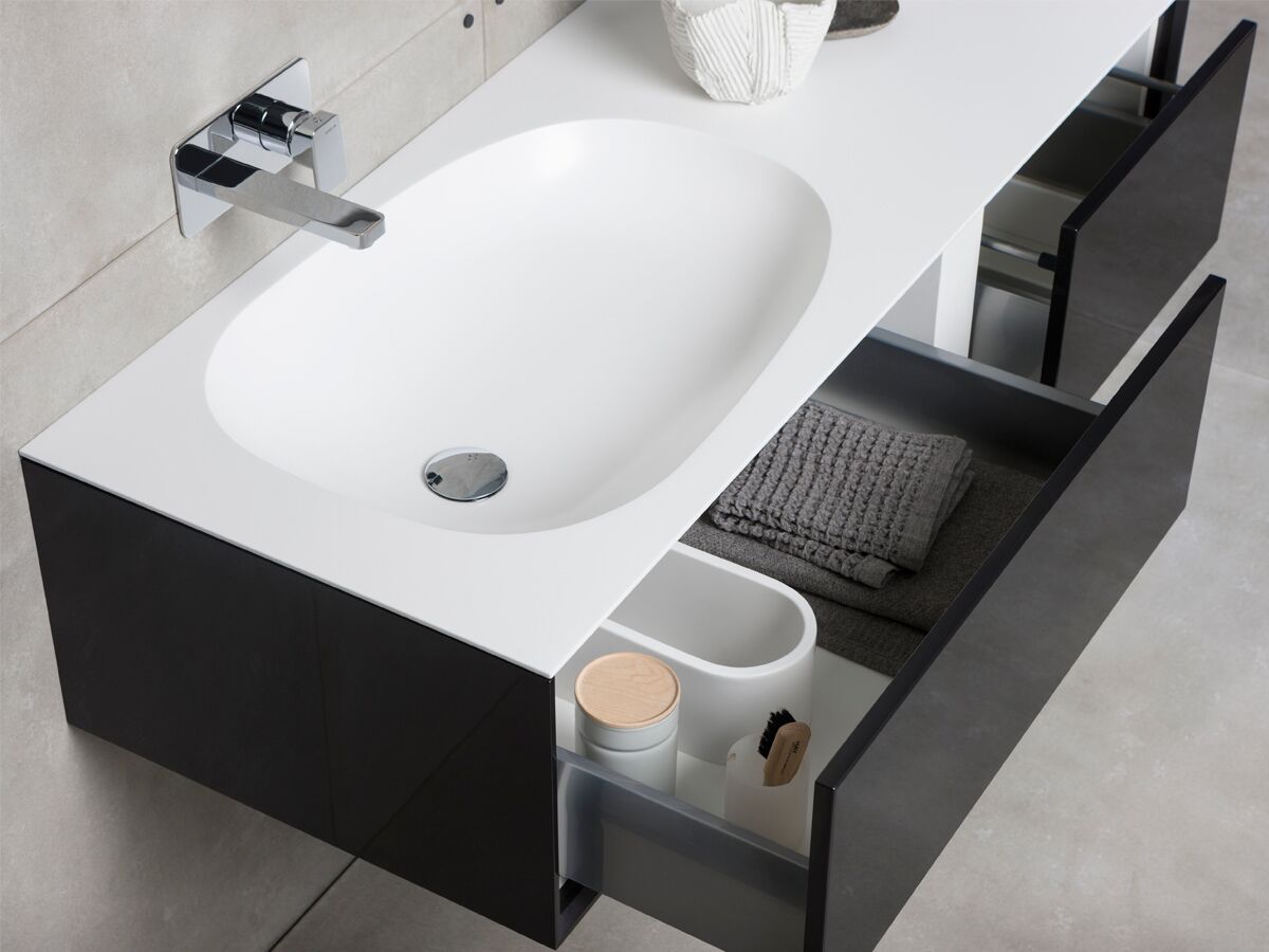 ISSY Glide 1500mm Wall Hung Vanity Unit Single Bowl 2 Drawers White