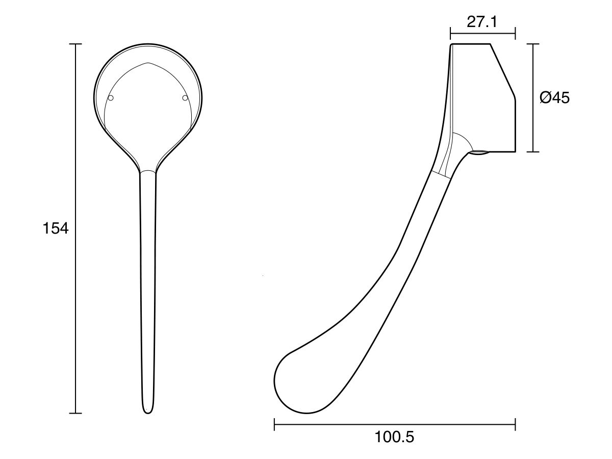 Technical Drawing - Posh Solus Extended Lever Only 200mm