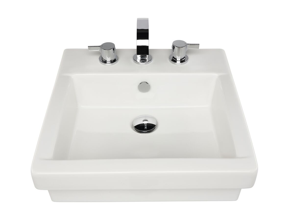 AXA Hox Semi Inset Basin 3 Tapholes 470mm White