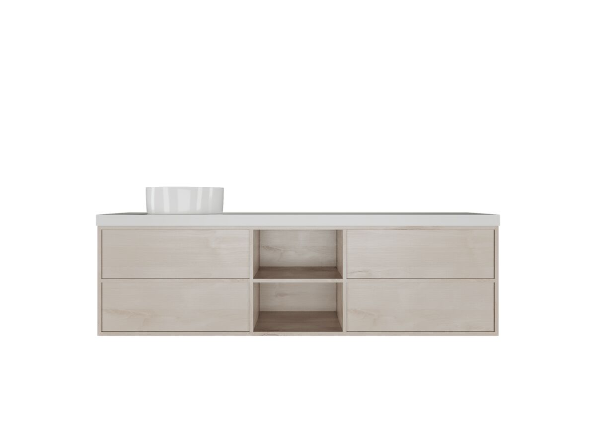 Kado Aspect 1800mm Wall Hung Vanity Unit with Shelf Single Bowl Caesarstone Top