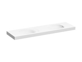 Kado Lussi 1800mm Double Wall Basin Side Shelf with Overflow No Taphole Matte White Solid Surface