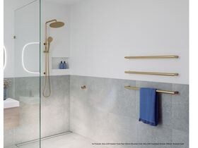Mizu Drift Heated Towel Rail 630mm Brushed Gold, Mizu Drift Overhead Shower 200mm  Brushed Gold