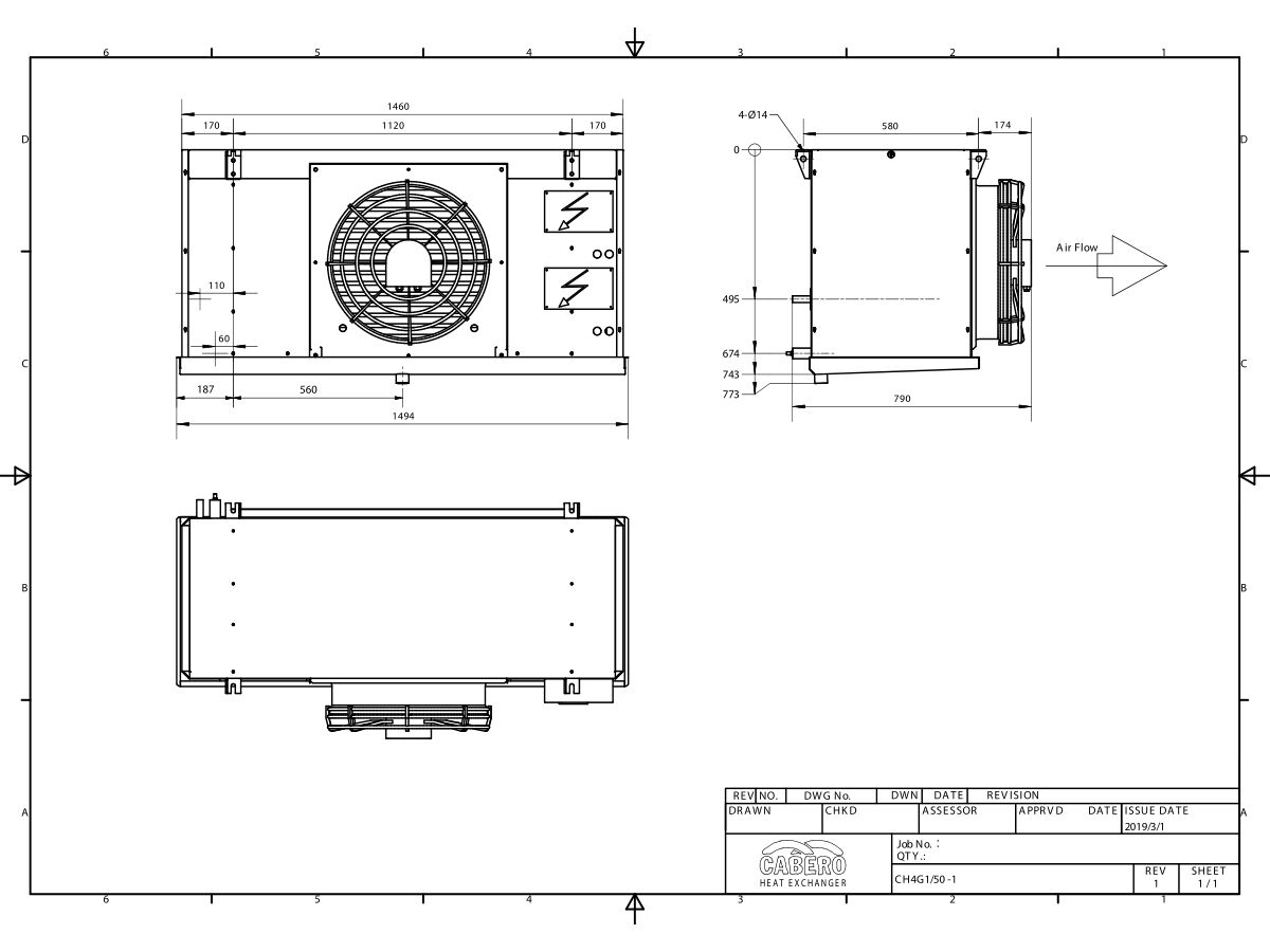 Cabero Evaporator Medium Temperature CH4G1-50-1