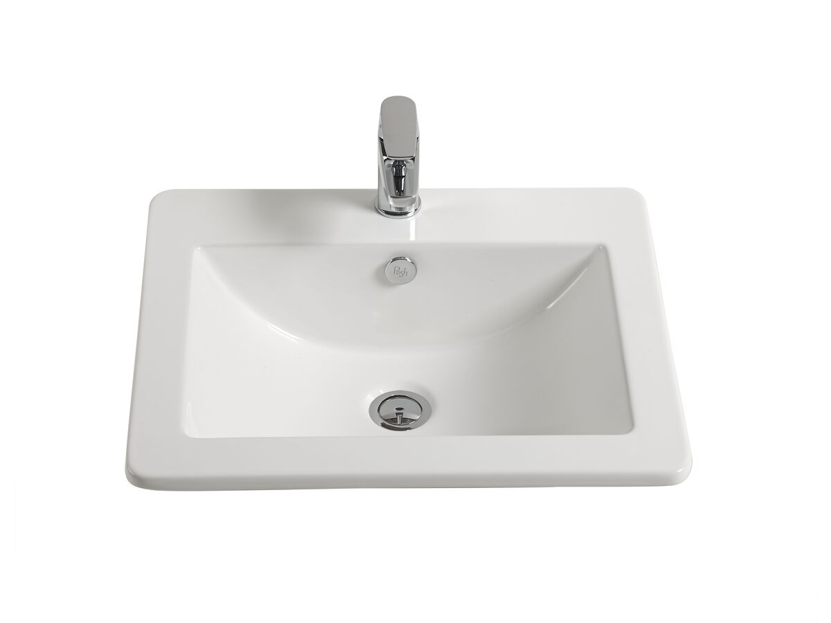 Posh Solus Vanity Basin 1 Taphole 525 x 450 White from Reece