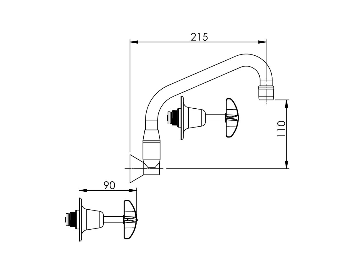 Enware Wall Recess Set Capstan Handle Chrome (3 Star)