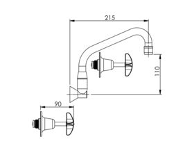 Enware Wall Recess Set Capstan Handle Chrome (3 Star)