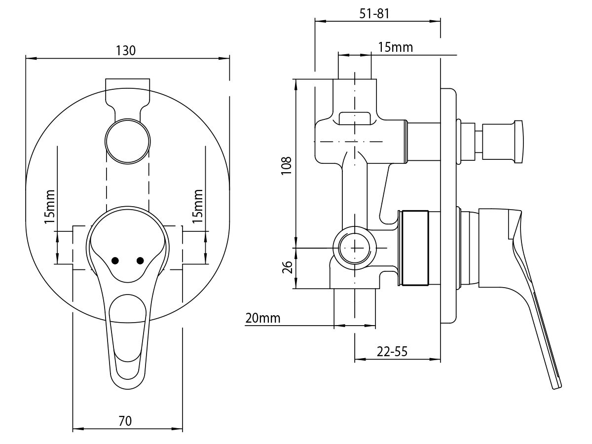 Posh Solus Bath / Shower Diverter Mixer Tap Chrome from Reece