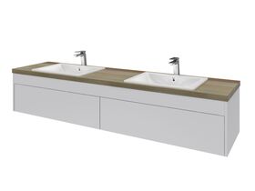 Acqua Wall Hung Vanity Unit Double 1800mm Blackbutt Timber Top