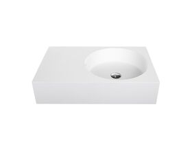 Omvivo Neo Solid Surface Wall Basin Right Hand Bowl No Taphole 700mm White