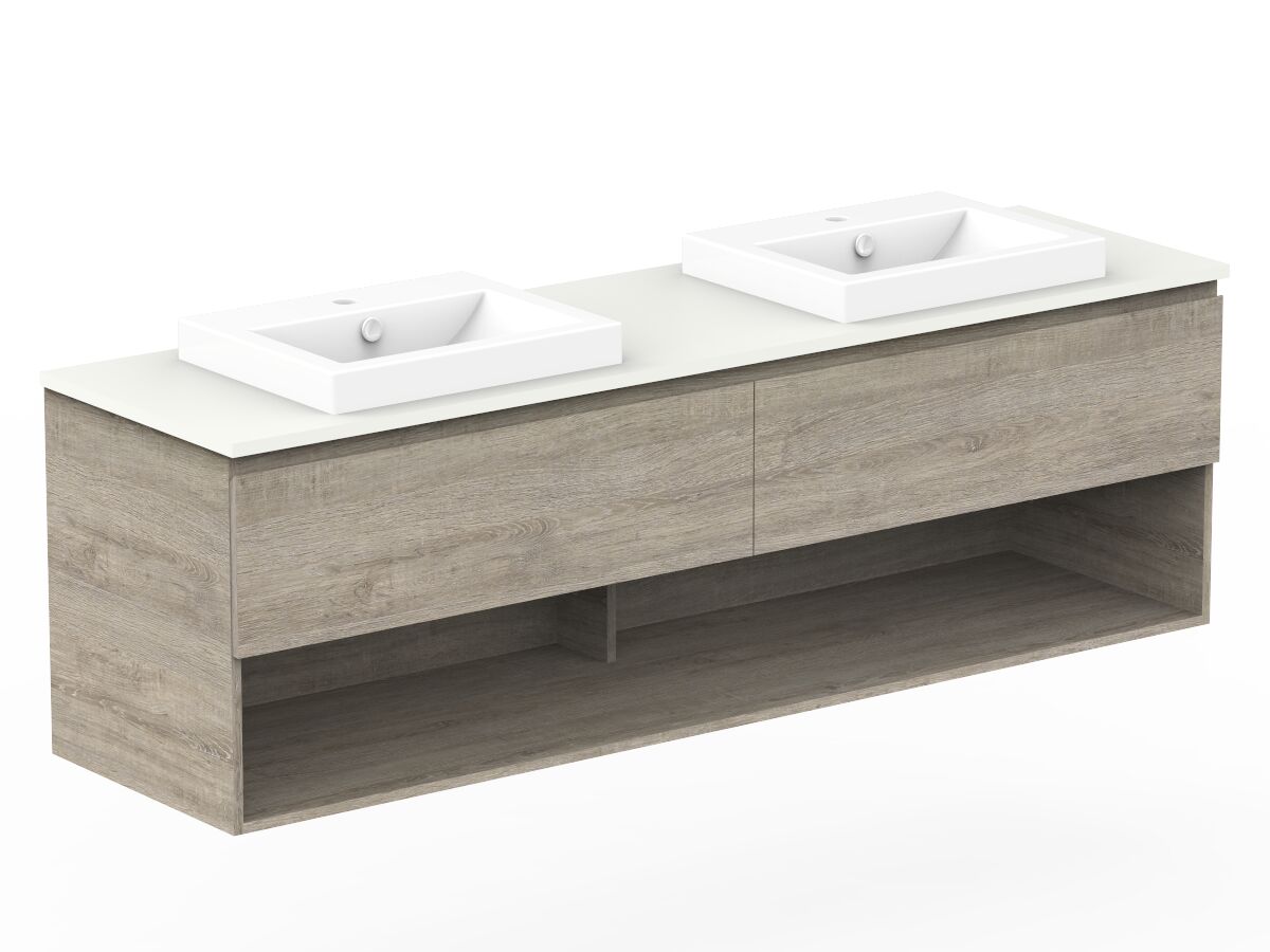 Posh Domaine Shelf All Drawer Wall Hung Vanity Unit