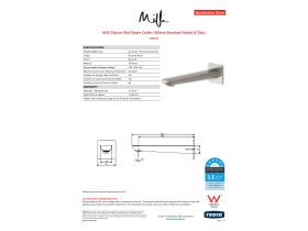 Specification Sheet - Milli Glance Wall Basin Outlet 180mm Brushed Nickel (6 Star)