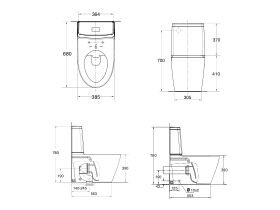 American Standard Acacia E Close Coupled Back to Wall Back Inlet Toilet Suite White (4 Star)