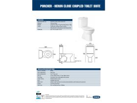 Technical Guide - Porcher Heron Toilet Suite Close Coupled S-Trap with Soft Close Quick Release Seat 140 Setout White/Chrome (4 Star)