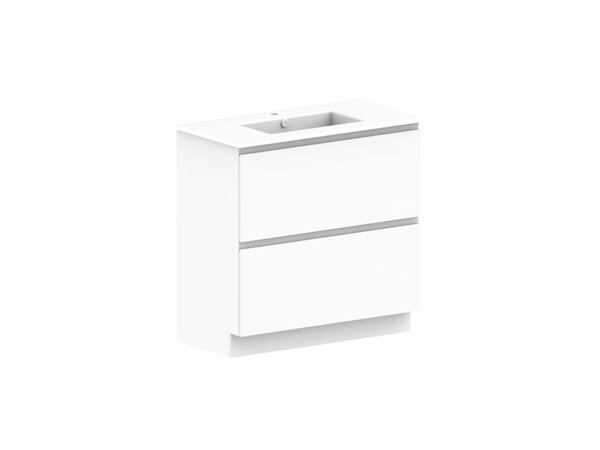 Posh Domaine All-Drawer Twin 900mm Floor Mounted Vanity Unit Ceramic Top Centre Basin