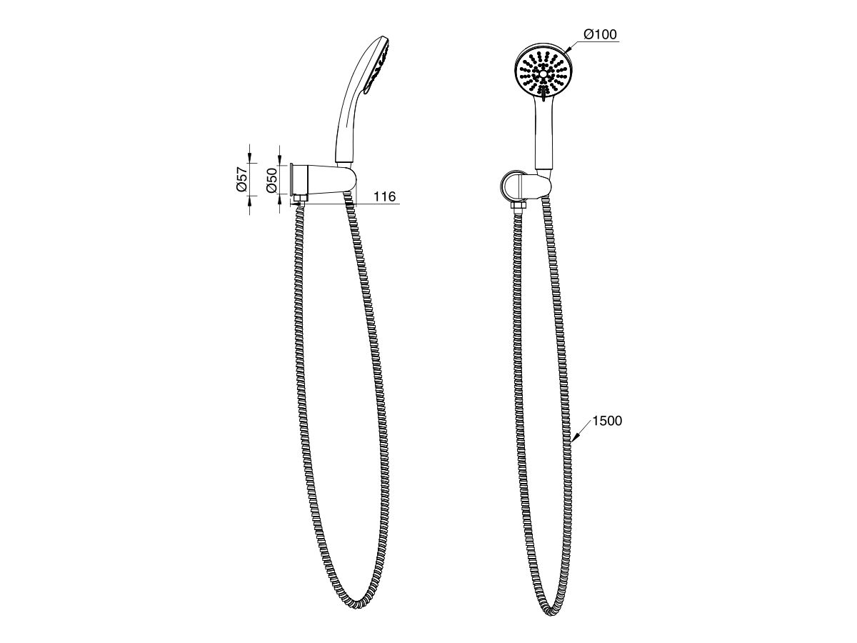Posh Solus MK3 Handshower with Water Inlet Wall Bracket 3 Functions