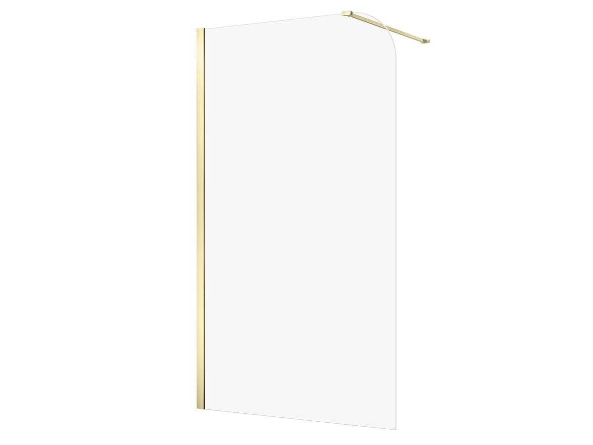 Hero - Kado Lux Frameless Curved Panel with Wall Channel Clear Glass 1200mm Brushed Brass