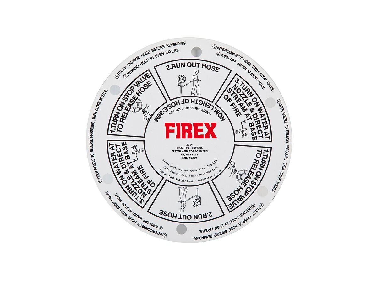 Firex Fire Hose Reel Installation Sign Nameplate Plastic from Reece