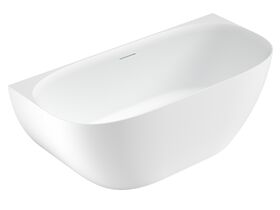 Kado Lussi Cast Solid Surface Freestanding Thin Edge Back to Wall Bath with Plug & Waste 1700mm White