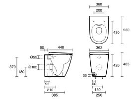 Roca Ona Back To Wall Rimless Toilet with Soft Close Quick Release Toilet Seat (4 Star)