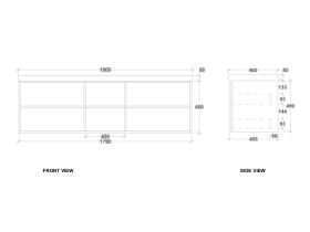 Kado Aspect 1800mm Wall Hung Vanity Unit With Shelf Double Bowl Caesarstone Top