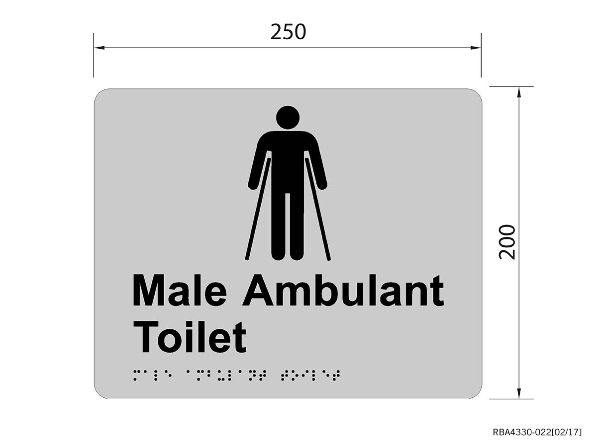 RBA Tactile Sign Male Ambulant Stainless Steel