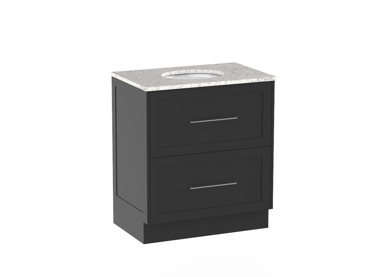 Kado Lux 750mm Vanity Unit with Kick Caesarstone Centre Bowl 2 Drawers (No Basin)