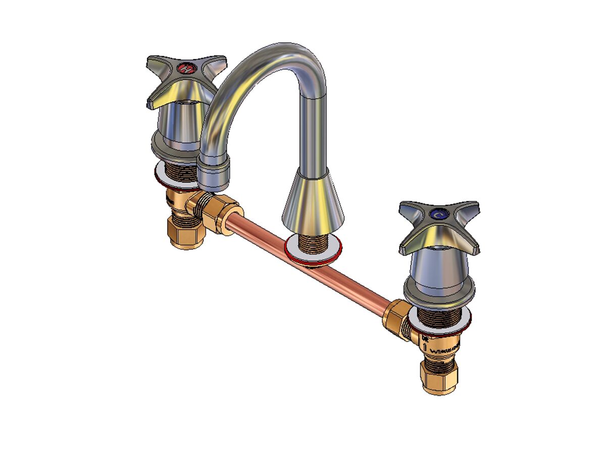 Enware CS Adjustable Basin Set Vandal Proof 1/4 Turn with Spout (3 Star)