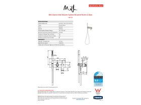 Specification Sheet - Milli Glance Wall Shower System Brushed Nickel (3 Star)