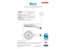 Specification Sheet - Roca Ona Shower Handpiece Only Matte White (5 Star)