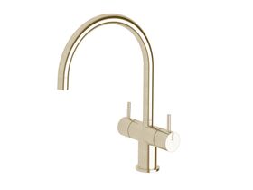 Scala Mini Twin Handle Mixer Tap Large Curved LUX PVD Brushed Platinum Gold (5 Star)