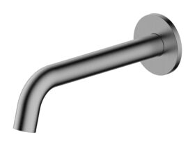 Mizu Drift Wall Basin/Bath Outlet Curve Spout 200 Brushed Gunmetal (6 Star)