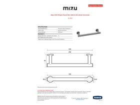 Specification Sheet - Mizu Drift Single Towel Rail 300mm Brushed Gunmetal