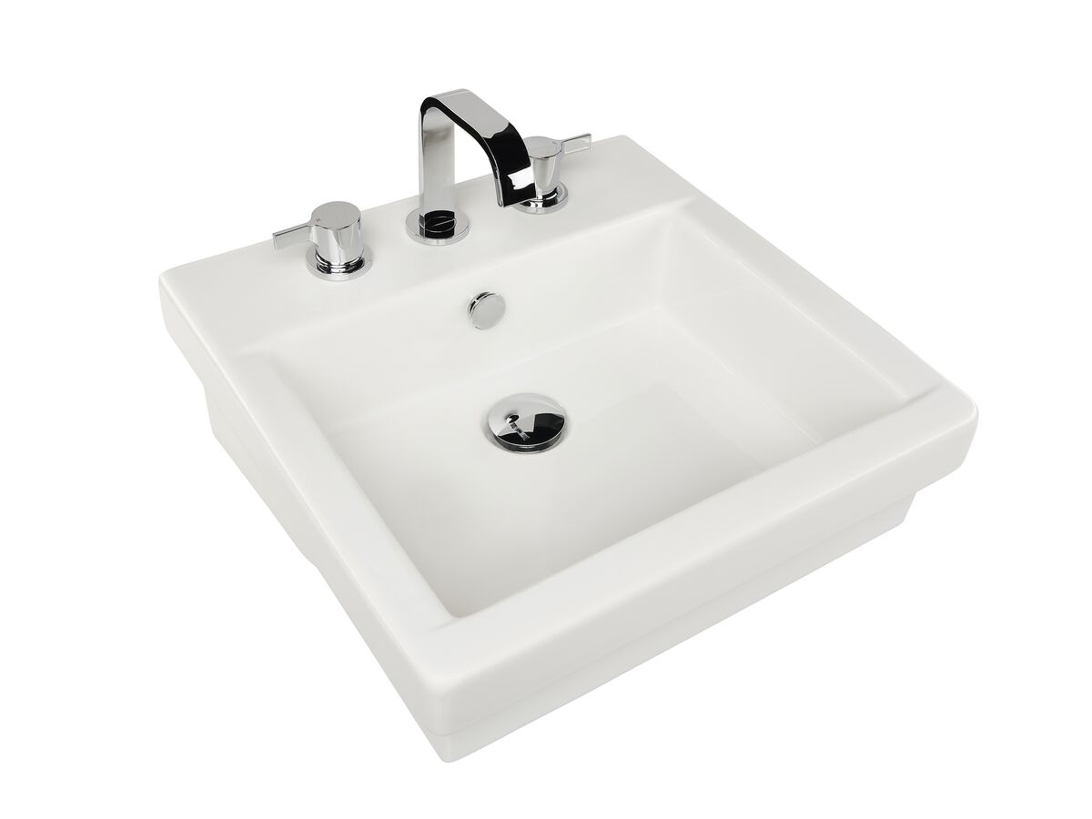 AXA Hox Semi Inset Basin 3 Tapholes 470mm White