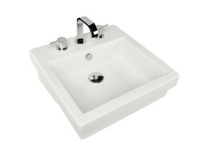 AXA Hox Semi Inset Basin 3 Tapholes 470mm White
