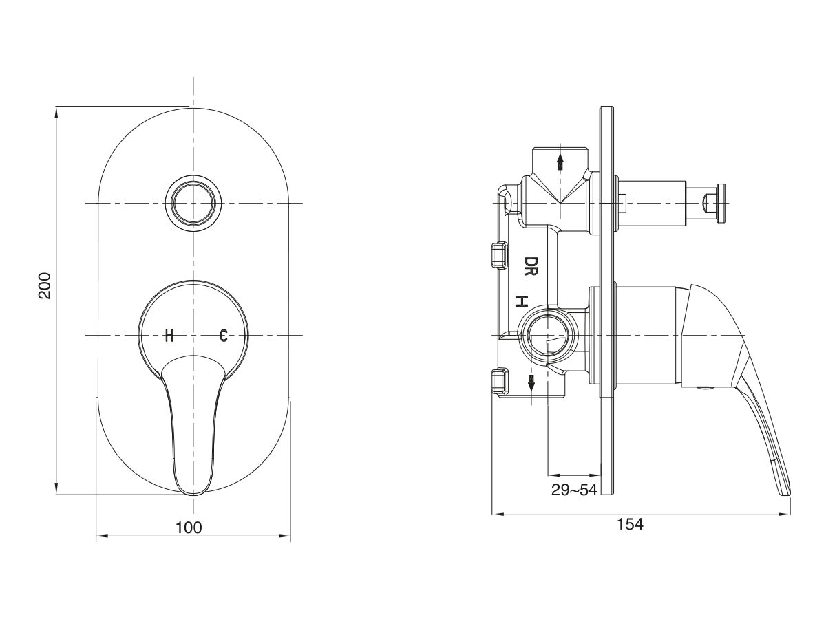 Base MK2 Shower Mixer Tap with Diverter Chrome from Reece