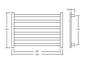 Milli Cube Heated Towel Rail 510 x 850 x 120mm Polished Stainless Steel