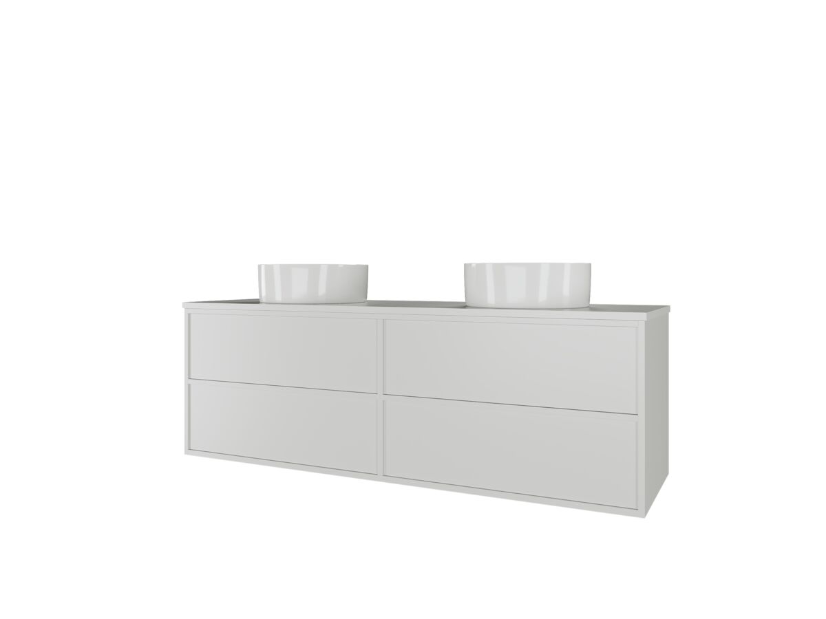 Kado Aspect Wall Hung Vanity Unit 1500mm Double Bowl 4 Drawer Corian 20mm Top