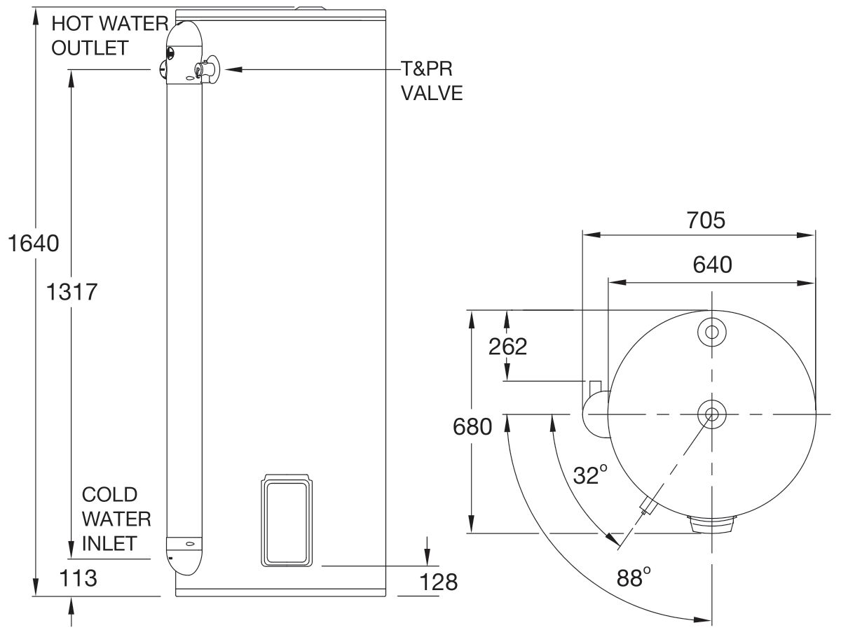 RheemPlus 315L 3.6kW Single Element Electric Hot Water System from Reece
